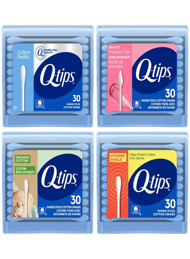 Q-tips Cotton Swabs Purse Pack Bundle (Hygiene Shield, Organic, Precision Tips & Original), Household Essentials, Beauty & Personal Care, 30 Ct Ea - Image 1